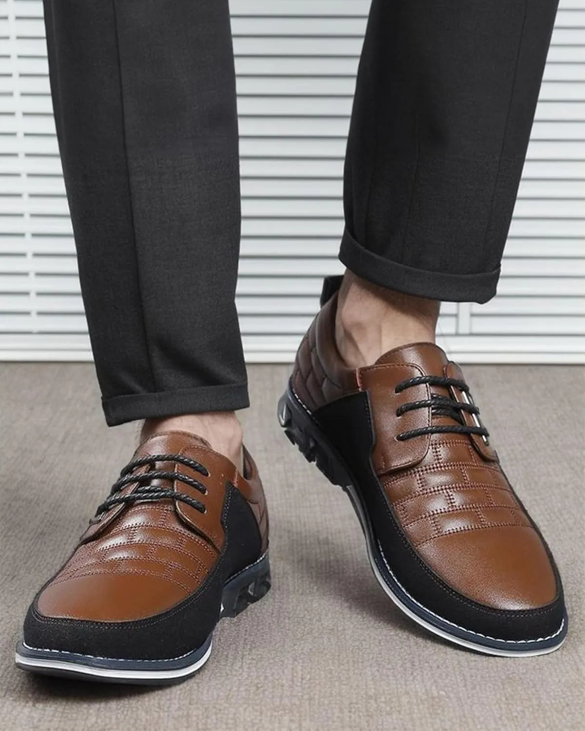 Recyphi Mens Oxford Derby Orthopedic Leather Shoes Formal Luxury Business Dress Shoes Lace-up Walking Driving Loafers Dress Sneakers