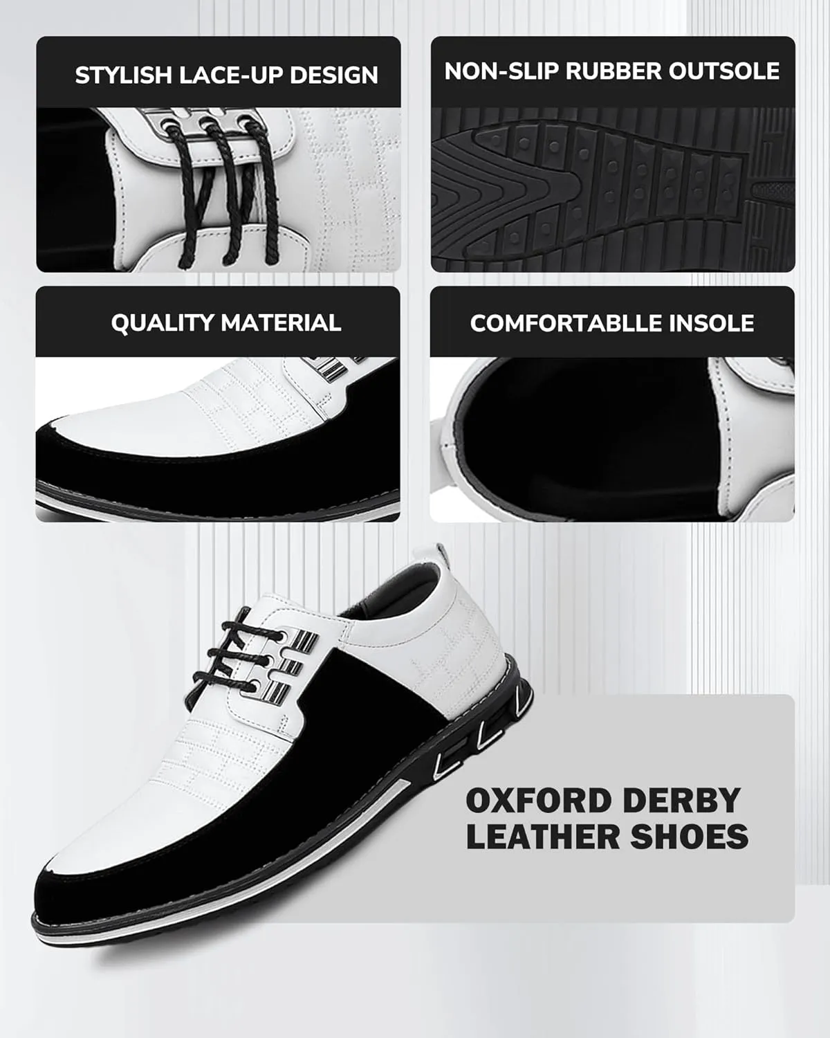 Recyphi Mens Oxford Derby Orthopedic Leather Shoes Formal Luxury Business Dress Shoes Lace-up Walking Driving Loafers Dress Sneakers