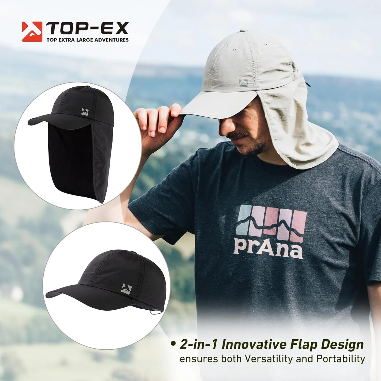 TOP-EX L/XL/XXL UV50  Waterproof Neck Flap Baseball Sun Cap
