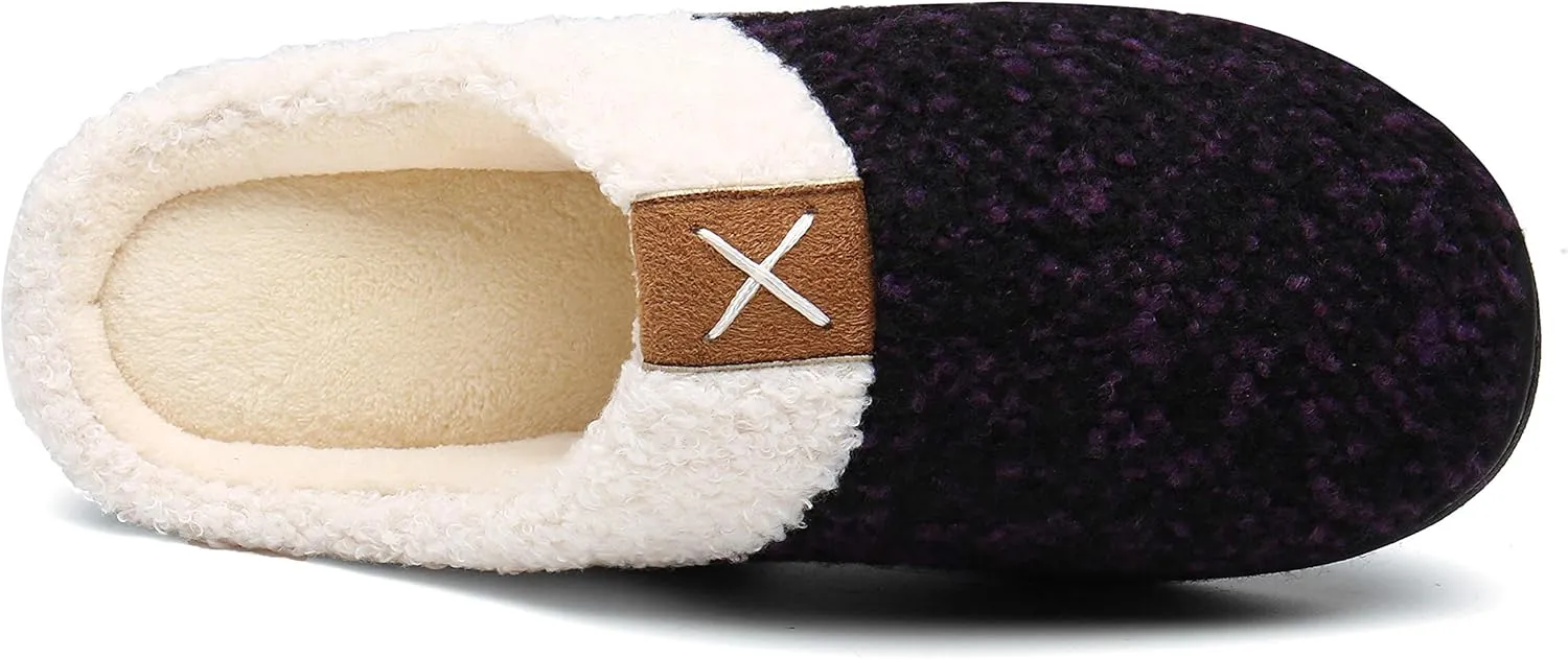 UBFEN Womens Mens Slippers Memory Foam Comfort Fuzzy Plush Lining Slip On House Shoes