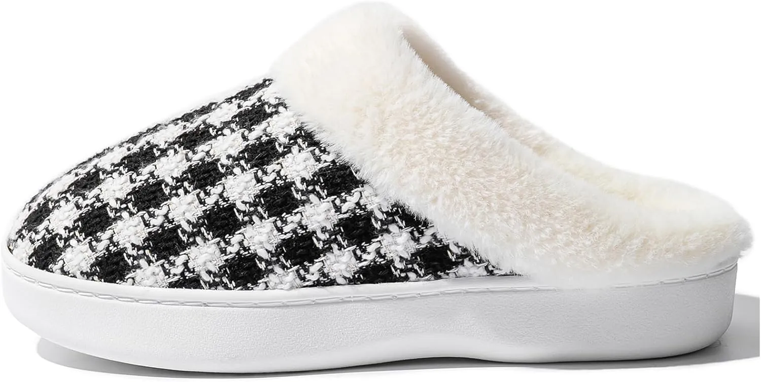 UBFEN Womens Mens Slippers Memory Foam Comfort Fuzzy Plush Lining Slip On House Shoes