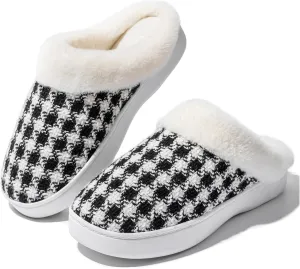 UBFEN Womens Mens Slippers Memory Foam Comfort Fuzzy Plush Lining Slip On House Shoes