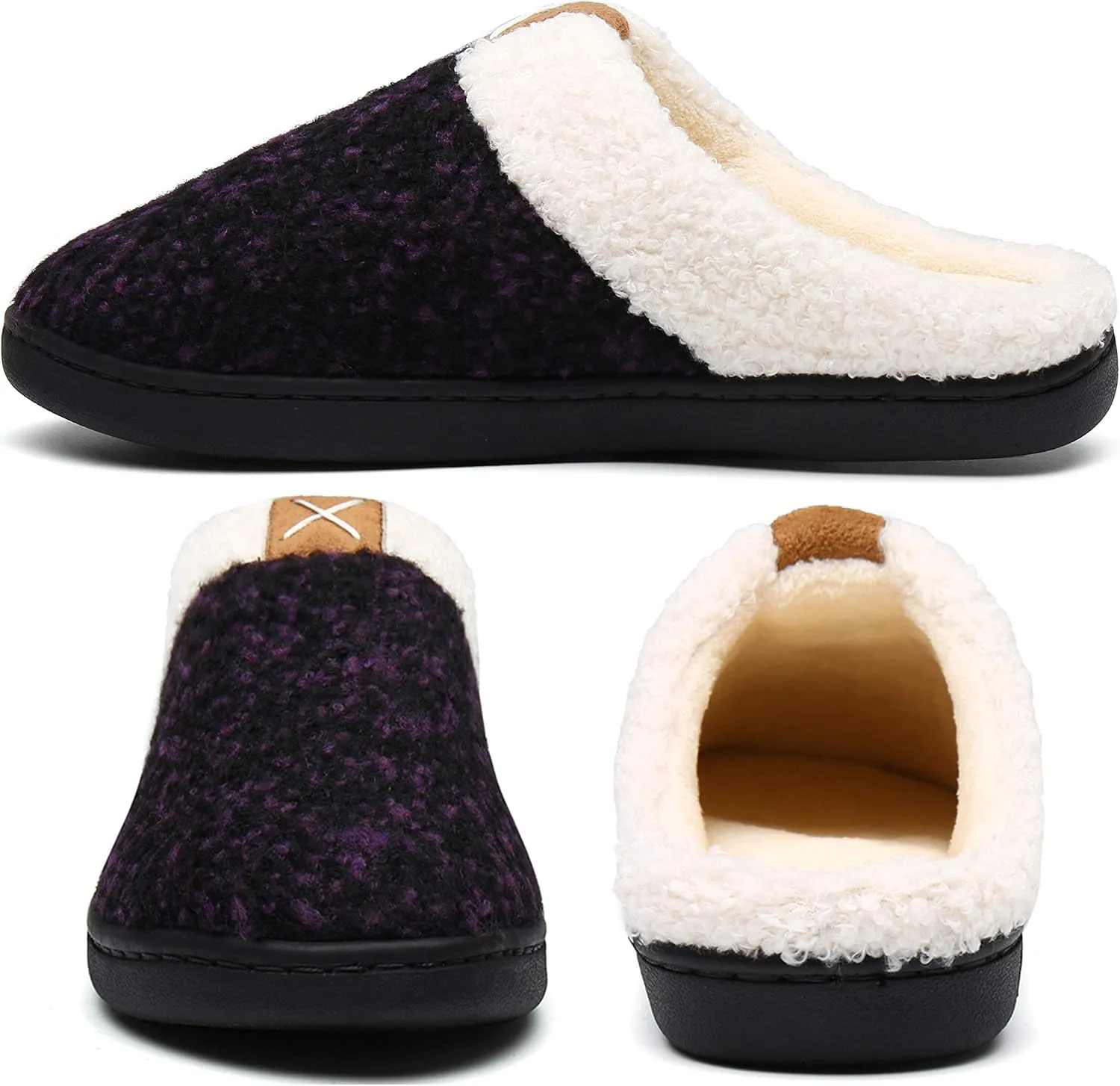 UBFEN Womens Mens Slippers Memory Foam Comfort Fuzzy Plush Lining Slip On House Shoes
