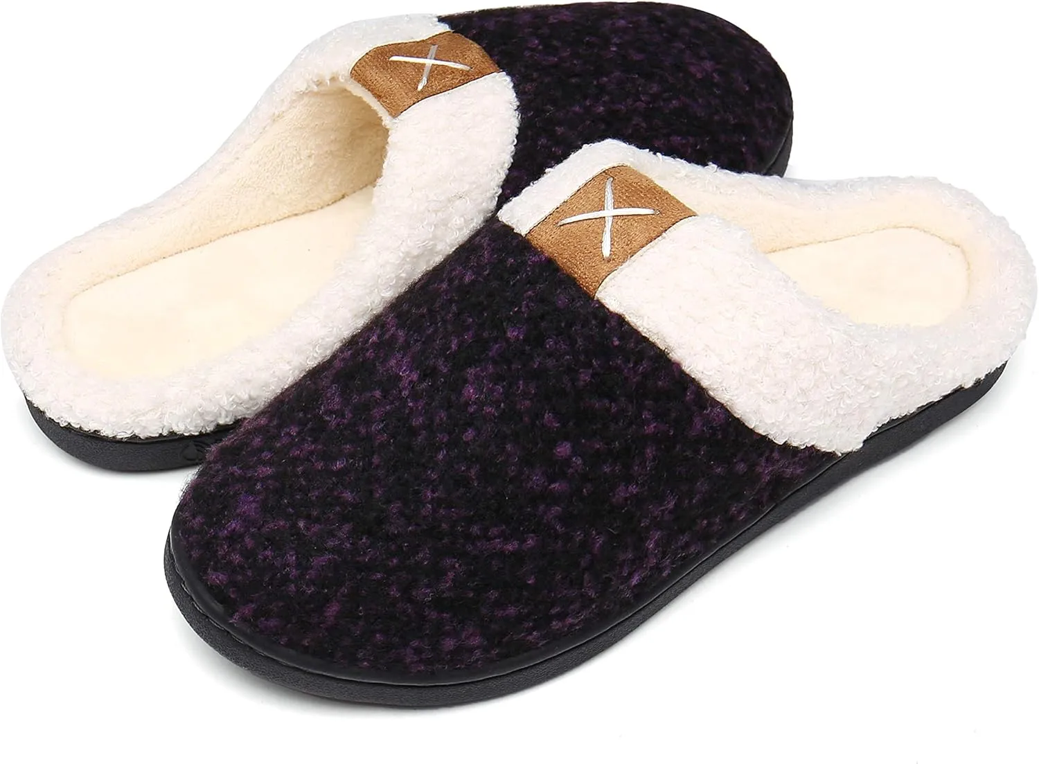 UBFEN Womens Mens Slippers Memory Foam Comfort Fuzzy Plush Lining Slip On House Shoes